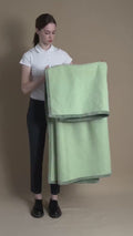 70s Vintage Wool Woolmark Escimo Light Green Heavy Blanket/ Vintage Wool Home Blanket 200 cm 150 cm