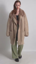 Gianfranco Ferre Vintage 80s Genuine Suede Sheep Shearling Coat/Vintage Suede Shearling Coat/Vintage Woman Winter Suede Coat